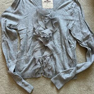 Hollister Light Gray Ruffle Sweater